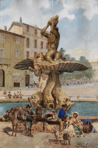 Triton Fountain on Piazza Barberini by Unbekannt Unbekannt